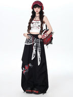 CRAZYGIRL Relaxed Plaid Layered Street Cargo Women's Lightweight Chinos