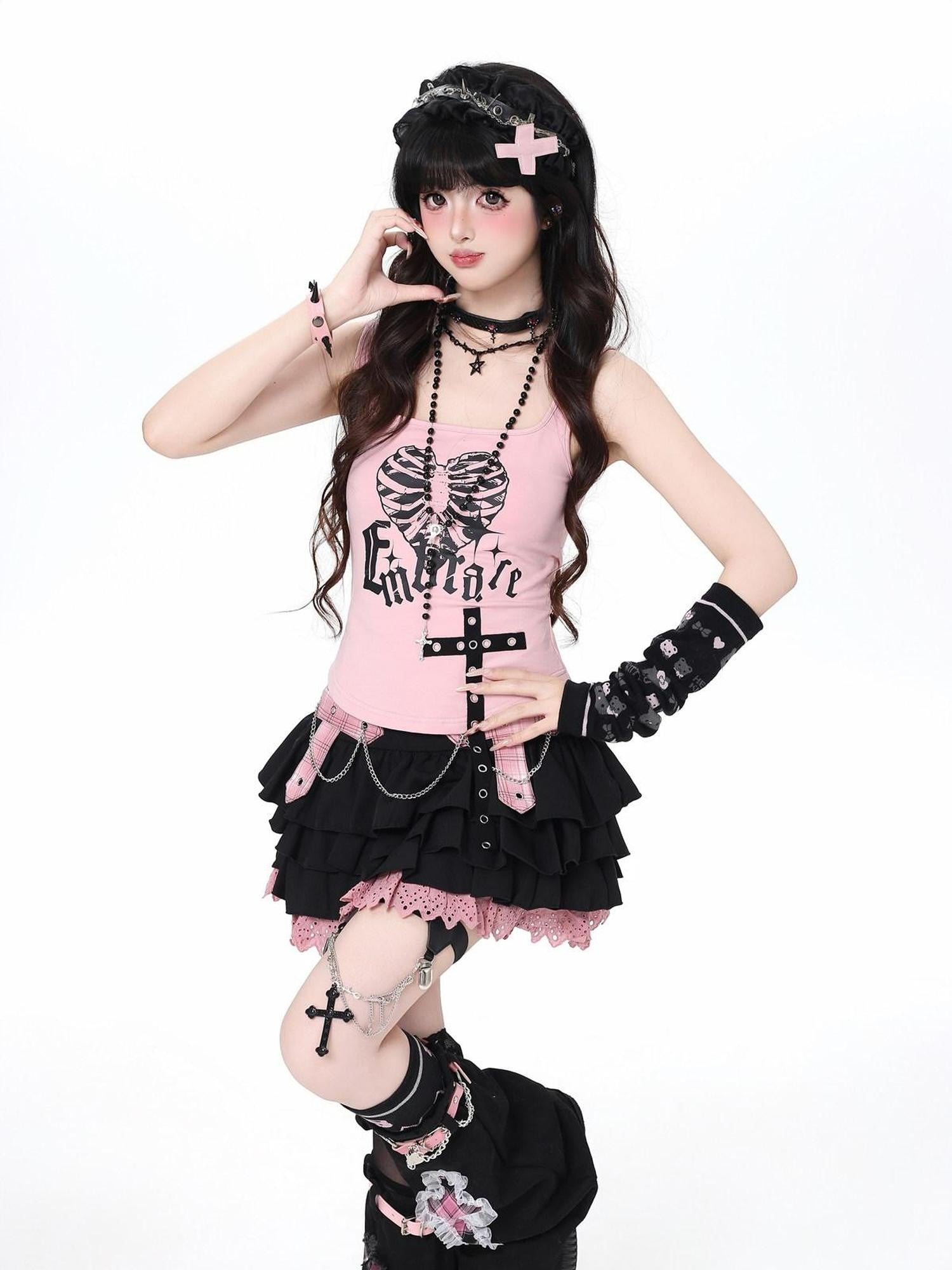 CRAZYGIRL Retro Plaid Slim Fit Cropped Round Neck Sweet Cool Women's Tank Tops