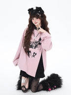 CRAZYGIRL Sakura Bow Crewneck Loose Mid Length Women's Other Material Sweatshirts