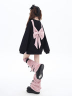 CRAZYGIRL Sakura Bow Crewneck Loose Mid Length Women's Other Material Sweatshirts