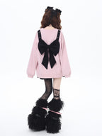 CRAZYGIRL Sakura Bow Crewneck Loose Mid Length Women's Other Material Sweatshirts