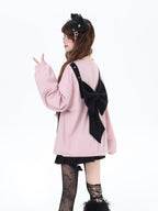 CRAZYGIRL Sakura Bow Crewneck Loose Mid Length Women's Other Material Sweatshirts