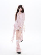 CRAZYGIRL Sakura Pink 3d Butterfly Knit Coverup Korean Women's Long Sleeve T-shirts
