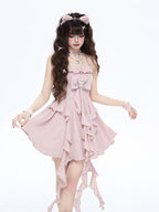 CRAZYGIRL Seaside French Waist Cinched Spaghetti Strap Ethereal Women's Slip Mini Dresses
