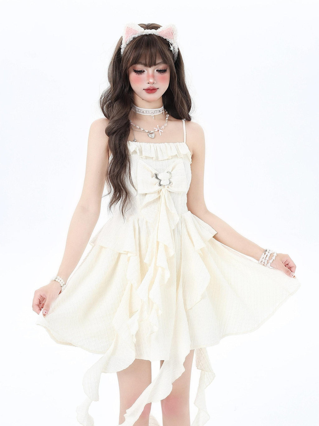 CRAZYGIRL Seaside French Waist Cinched Spaghetti Strap Ethereal Women's Slip Mini Dresses