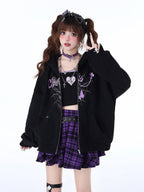 CRAZYGIRL Shattered Butterfly Print Original Sweet Punk Loose Women's Fleece Lined Hoodies