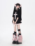 CRAZYGIRL Sheer Cross Patch Loose Subculture Sweet Cool Women's Short Sleeve T-shirts