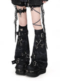 CRAZYGIRL Slouchy Punk Metal Safety Pin Niche Design Women's Other Material Leg Warmers
