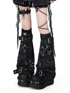 CRAZYGIRL Slouchy Punk Metal Safety Pin Niche Design Women's Other Material Leg Warmers