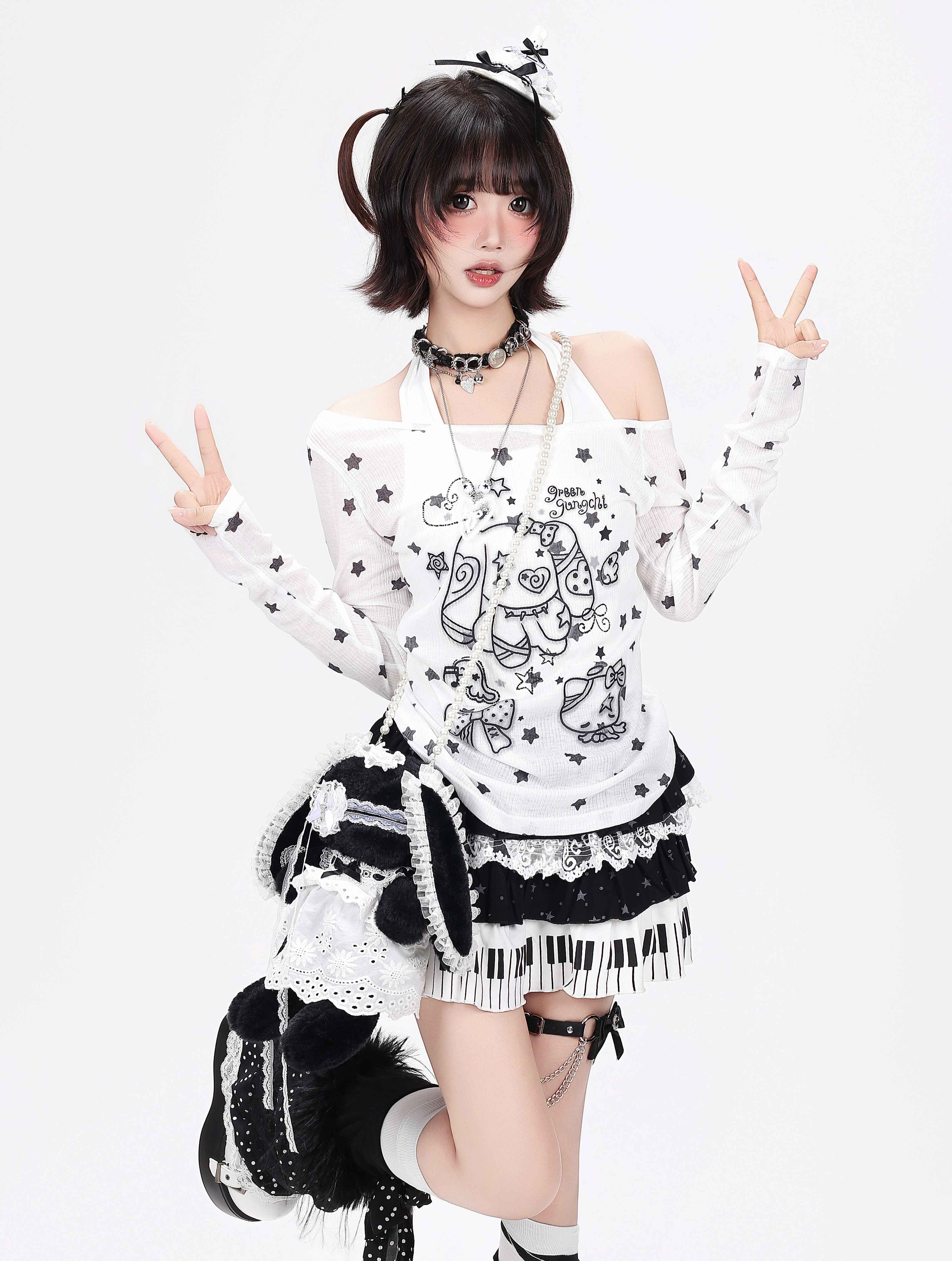 CRAZYGIRL_Star_Dog_Bow_Patchwork_Print_Women's_Soft_Breathable_Long_Sleeve_T-shirts_1054732532711_MISSTT