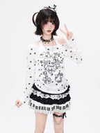 CRAZYGIRL Star Dog Bow Patchwork Print Women's Soft Breathable Long Sleeve T-shirts