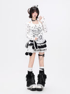 CRAZYGIRL Star Dog Bow Patchwork Print Women's Soft Breathable Long Sleeve T-shirts