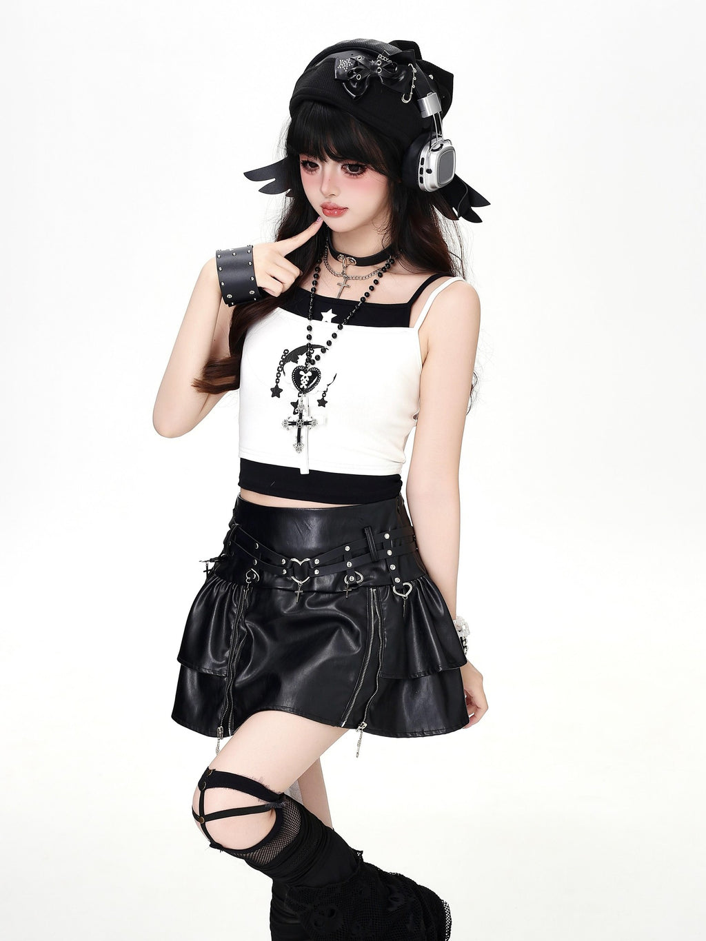 CRAZYGIRL Star Moon Colorblock Faux Two Piece Cropped Print Women's Tank Tops
