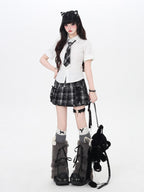 CRAZYGIRL Star Plaid Tie Lace Up Pleated High Waist Women's Mini Skirts