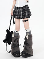 CRAZYGIRL Star Plaid Tie Lace Up Pleated High Waist Women's Mini Skirts