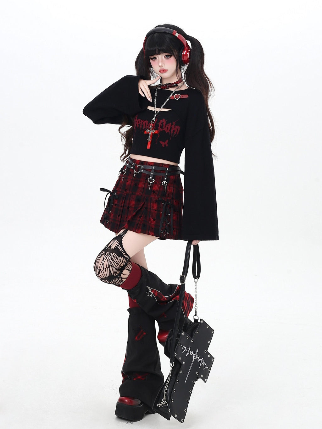 CRAZYGIRL Star Plaid Tie Lace Up Pleated High Waist Women's Mini Skirts