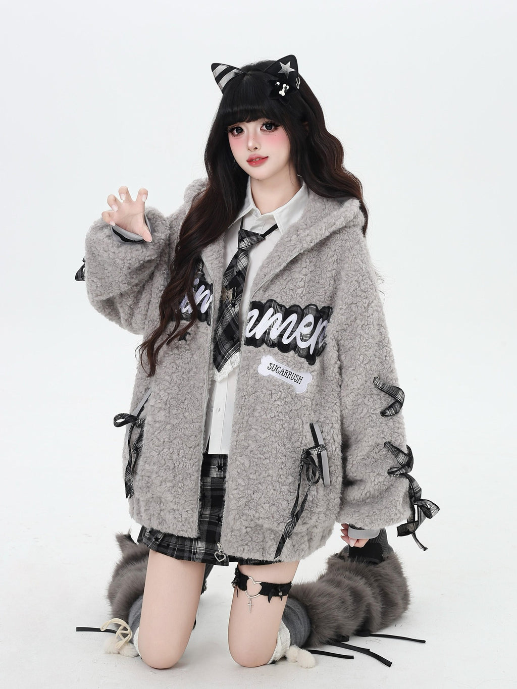 CRAZYGIRL Star Plaid Tie Lace Up Pleated High Waist Women's Mini Skirts