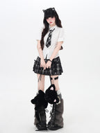 CRAZYGIRL Star Plaid Tie Lace Up Pleated High Waist Women's Mini Skirts
