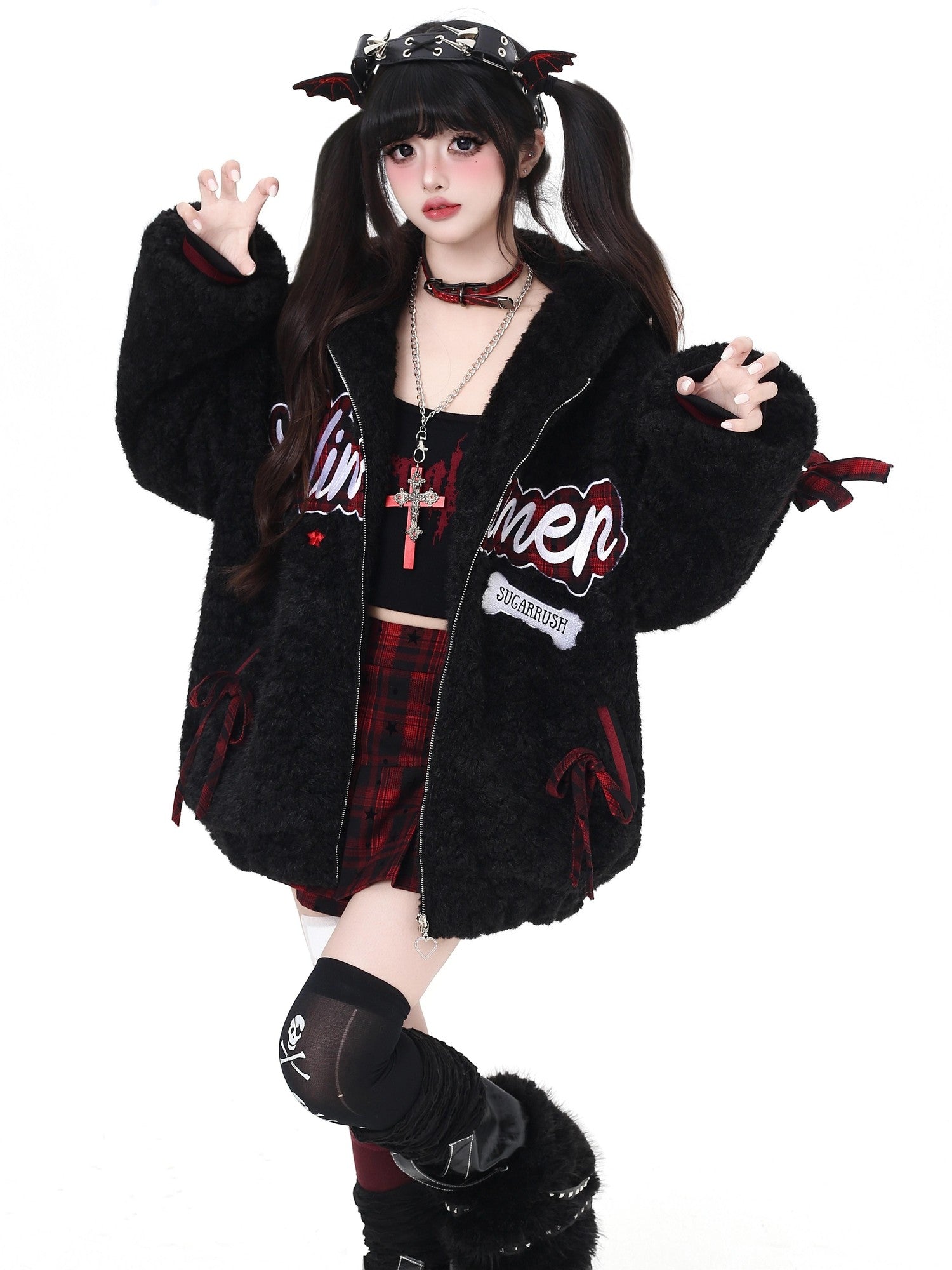 CRAZYGIRL Star Plaid Tie Lace Up Pleated High Waist Women's Mini Skirts