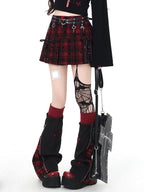 CRAZYGIRL Star Plaid Tie Lace Up Pleated High Waist Women's Mini Skirts