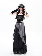 CRAZYGIRL Street Sweet Cool High Waist Cargo Women's Other Fabric Wide-leg Pants