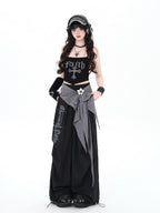 CRAZYGIRL Street Sweet Cool High Waist Cargo Women's Other Fabric Wide-leg Pants