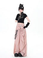 CRAZYGIRL Street Sweet Cool High Waist Cargo Women's Other Fabric Wide-leg Pants
