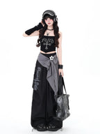 CRAZYGIRL Street Sweet Cool High Waist Cargo Women's Other Fabric Wide-leg Pants