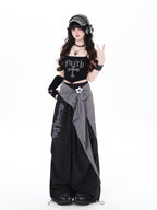 CRAZYGIRL Street Sweet Cool High Waist Cargo Women's Other Fabric Wide-leg Pants