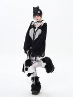 CRAZYGIRL Striped Bunny Ear Cute Hooded Zip Oversized Long Sleeve Women's Hoodies