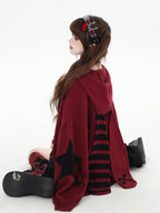 CRAZYGIRL Striped Star Hooded Rabbit Ear Street Style Women's Knit Cardigans