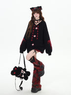 CRAZYGIRL Striped Star Hooded Rabbit Ear Street Style Women's Knit Cardigans