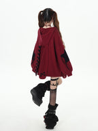 CRAZYGIRL Striped Star Hooded Rabbit Ear Street Style Women's Knit Cardigans