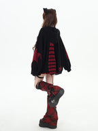 CRAZYGIRL Striped Star Hooded Rabbit Ear Street Style Women's Knit Cardigans