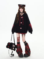 CRAZYGIRL Striped Star Hooded Rabbit Ear Street Style Women's Knit Cardigans