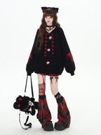 CRAZYGIRL Striped Star Hooded Rabbit Ear Street Style Women's Knit Cardigans
