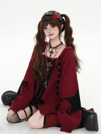 CRAZYGIRL Striped Star Hooded Rabbit Ear Street Style Women's Knit Cardigans