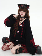 CRAZYGIRL Striped Star Hooded Rabbit Ear Street Style Women's Knit Cardigans