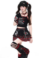 CRAZYGIRL Subtle Check Spliced Puff Tiered High Waist Women's Mini Skirts