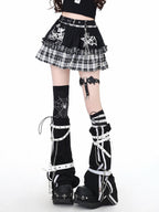 CRAZYGIRL Subtle Check Spliced Puff Tiered High Waist Women's Mini Skirts