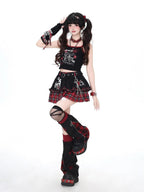 CRAZYGIRL Subtle Check Spliced Puff Tiered High Waist Women's Mini Skirts