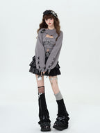 CRAZYGIRL Sweet Cartoon Letter Print Two Piece Pullover Women's Knitted Sweaters