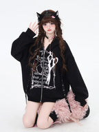 CRAZYGIRL Sweet Cool Colorblock Zip Fleece Lined Loose Hooded Women's Hoodies
