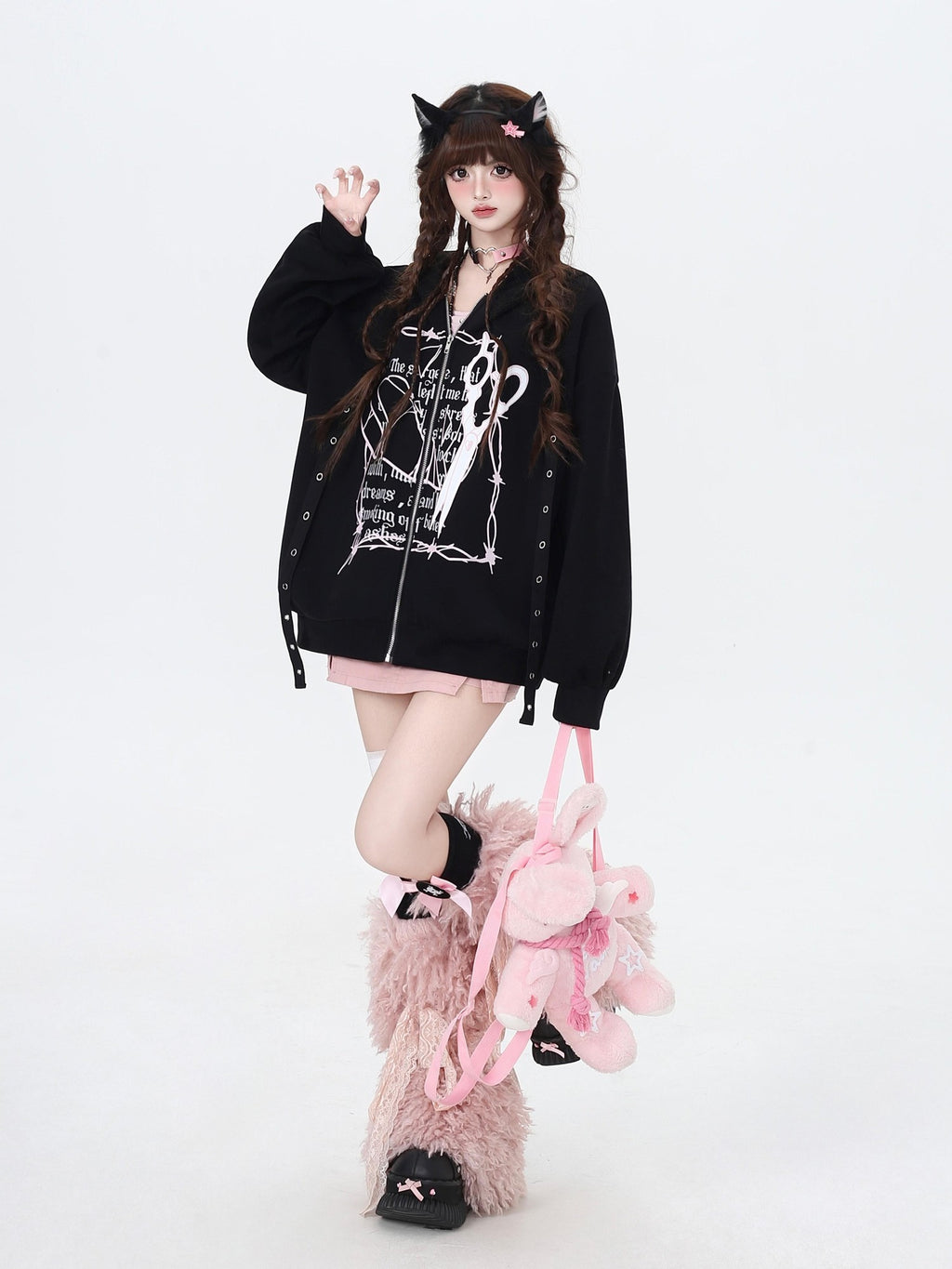 CRAZYGIRL Sweet Cool Colorblock Zip Fleece Lined Loose Hooded Women's Hoodies