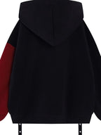 CRAZYGIRL Sweet Cool Colorblock Zip Fleece Lined Loose Hooded Women's Hoodies