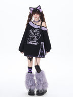CRAZYGIRL Sweet Cool Lace Off Shoulder Loose Women's Other Material Sweatshirts
