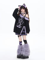 CRAZYGIRL Sweet Cool Lace Off Shoulder Loose Women's Other Material Sweatshirts