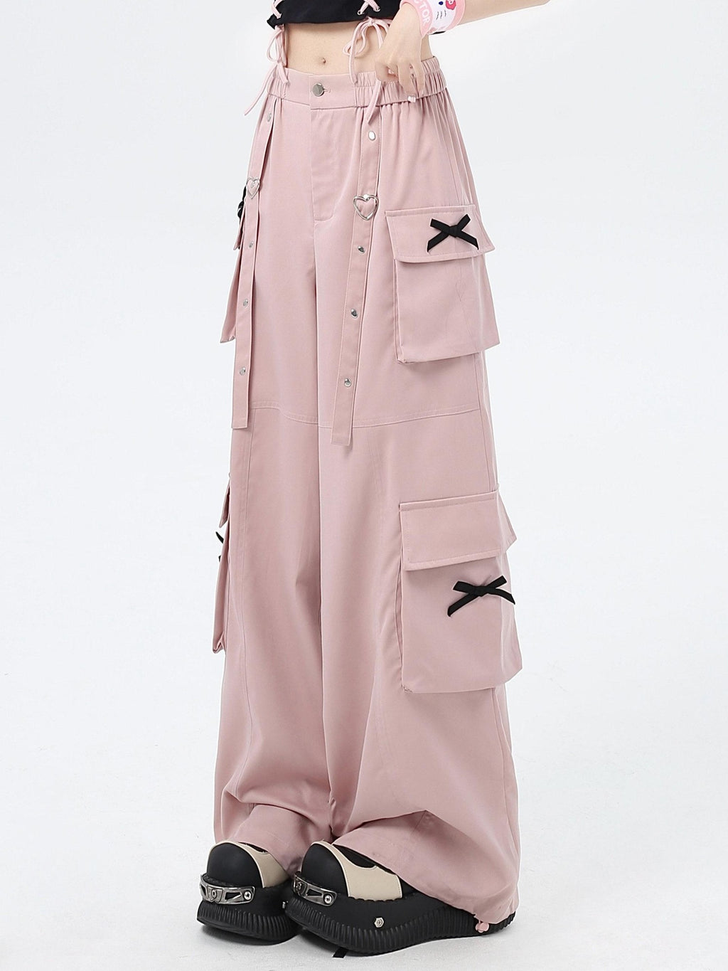 CRAZYGIRL Sweet Edgy Street Straight Loose Design Cargo Women's Wide-leg Pants