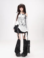 CRAZYGIRL Sweet Punk Embellished Bow Ruffled High Waist Back Zipper Women's Mini Skirts