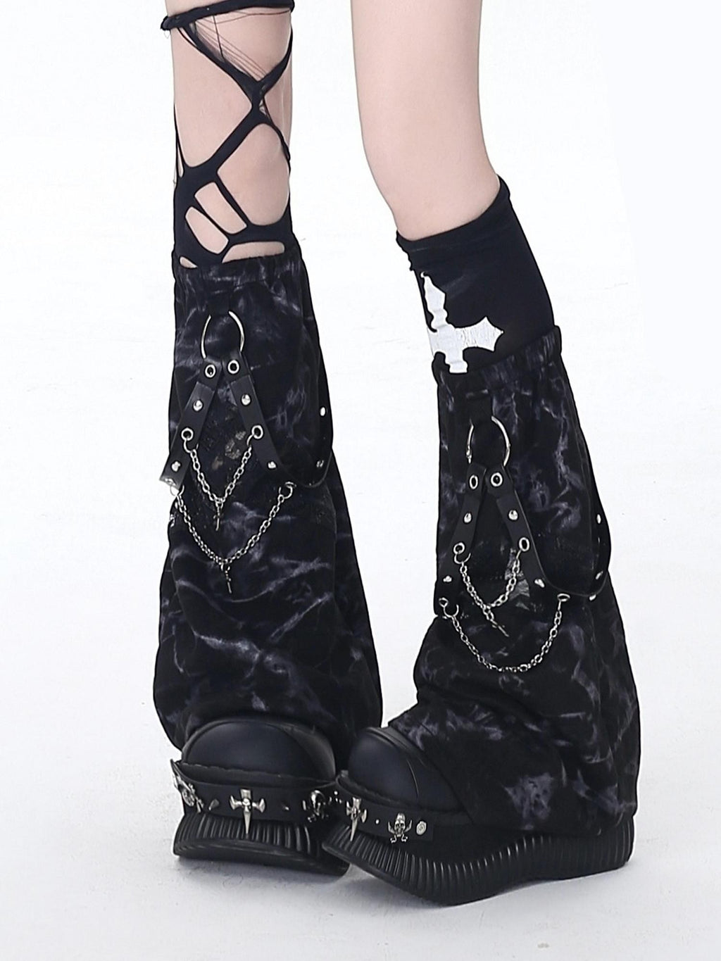 CRAZYGIRL Tie Dye Chain Subculture Slimming Slim Leg Women's Leg Warmers
